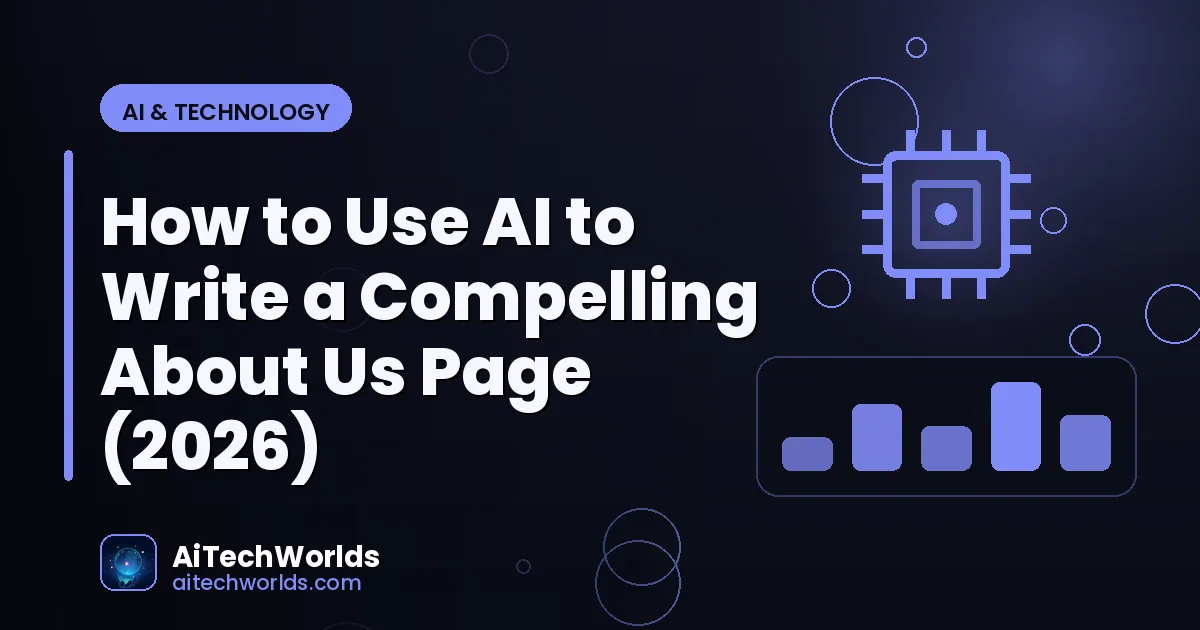 AI writing assistant on laptop screen with text — how to use ai to write a compelling about us page AI about us page
