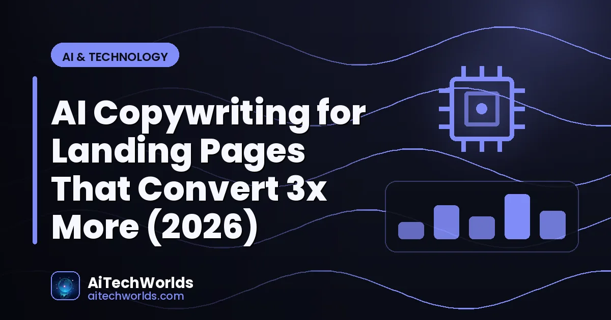 AI writing assistant on laptop screen with text — ai copywriting for landing pages that convert 3x AI landing page copy