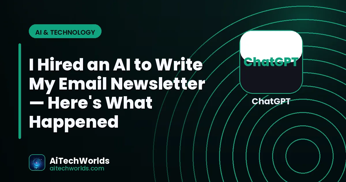 AI writing assistant on laptop screen with text — i hired an ai to write my email newsletter  heres ai email writing