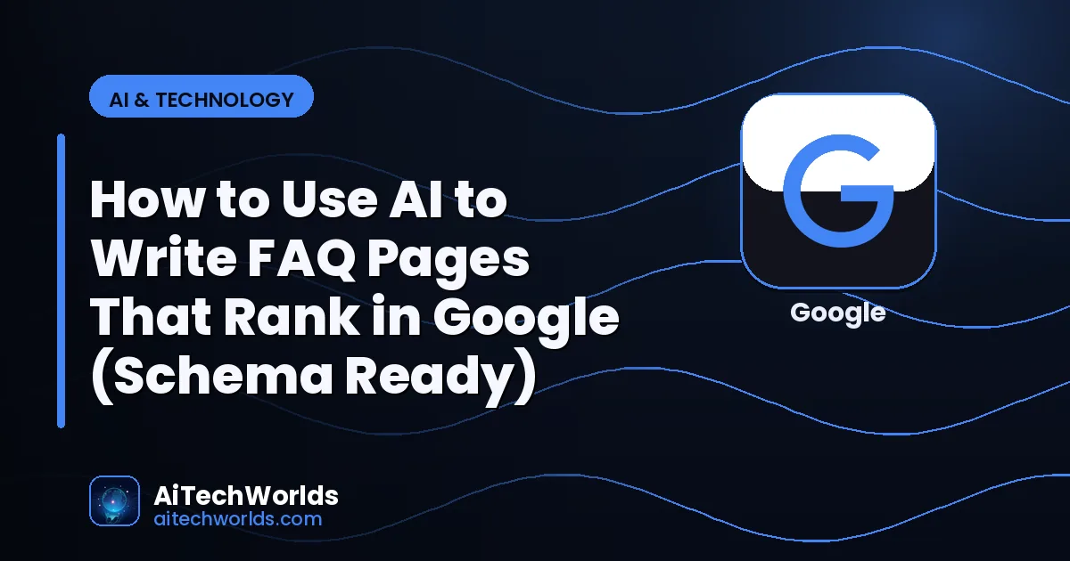 AI writing assistant on laptop screen with text — how to use ai to write faq pages that rank in AI FAQ generator