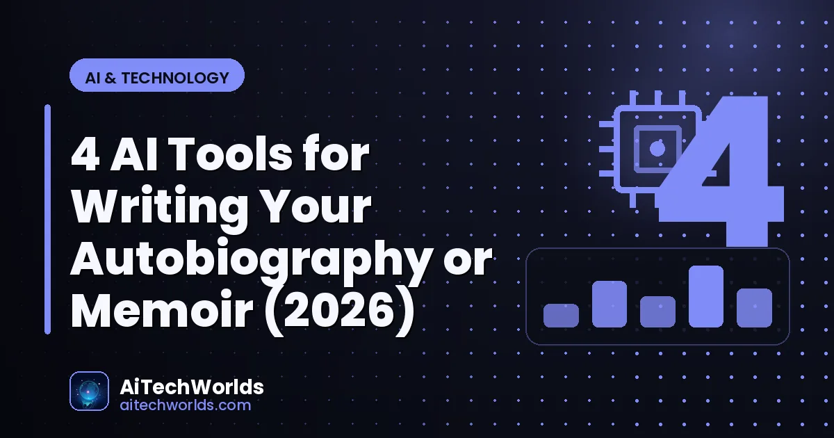 AI writing assistant on laptop screen with text — ai tools for writing your autobiography or memoir AI memoir writer