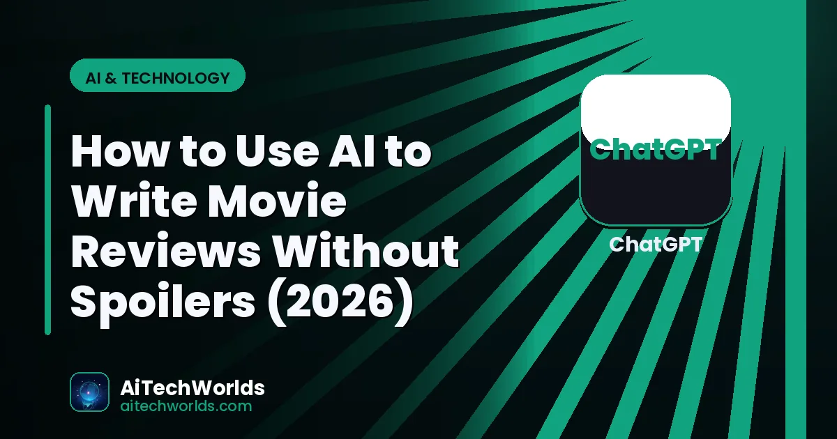 AI writing assistant on laptop screen with text — how to use ai to write movie reviews without AI movie review generator