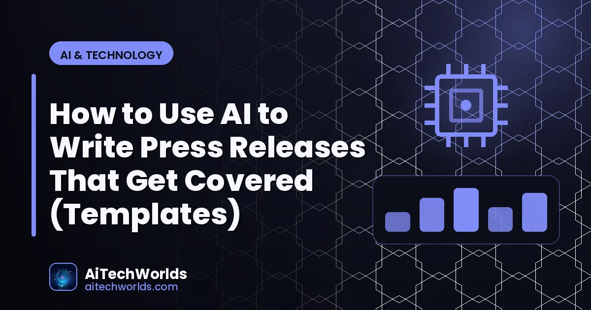 AI writing assistant on laptop screen with text — how to use ai to write press releases that get AI press release generator